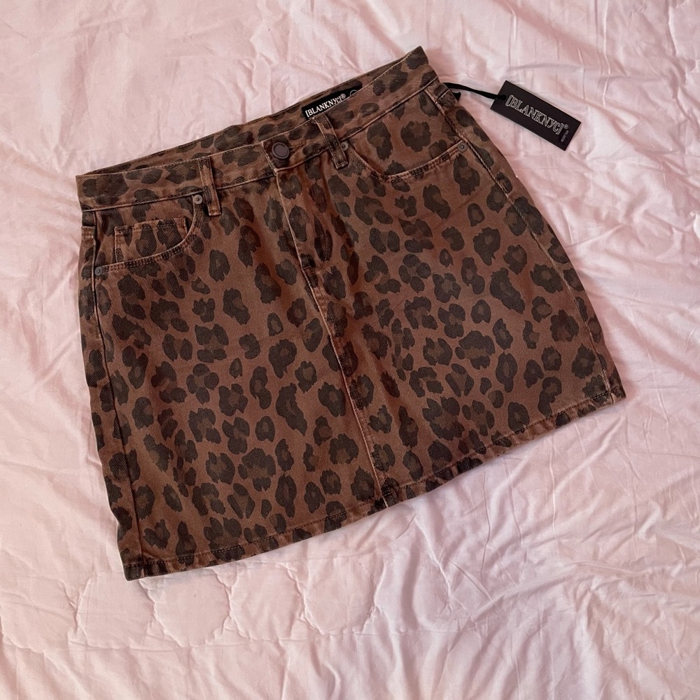 Denim Cheetah Skirt